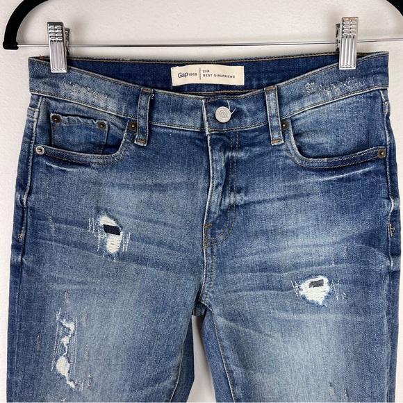 Gap 1969 Best Girlfriend Jeans Distressed Mid Rise - Picture 2 of 6